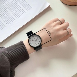 考试专用静音手表男女学生公务员无声音真皮带考公石英表