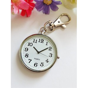 简约休闲清晰大数字中老年人用钥匙扣怀表学生考试用石英防水挂表